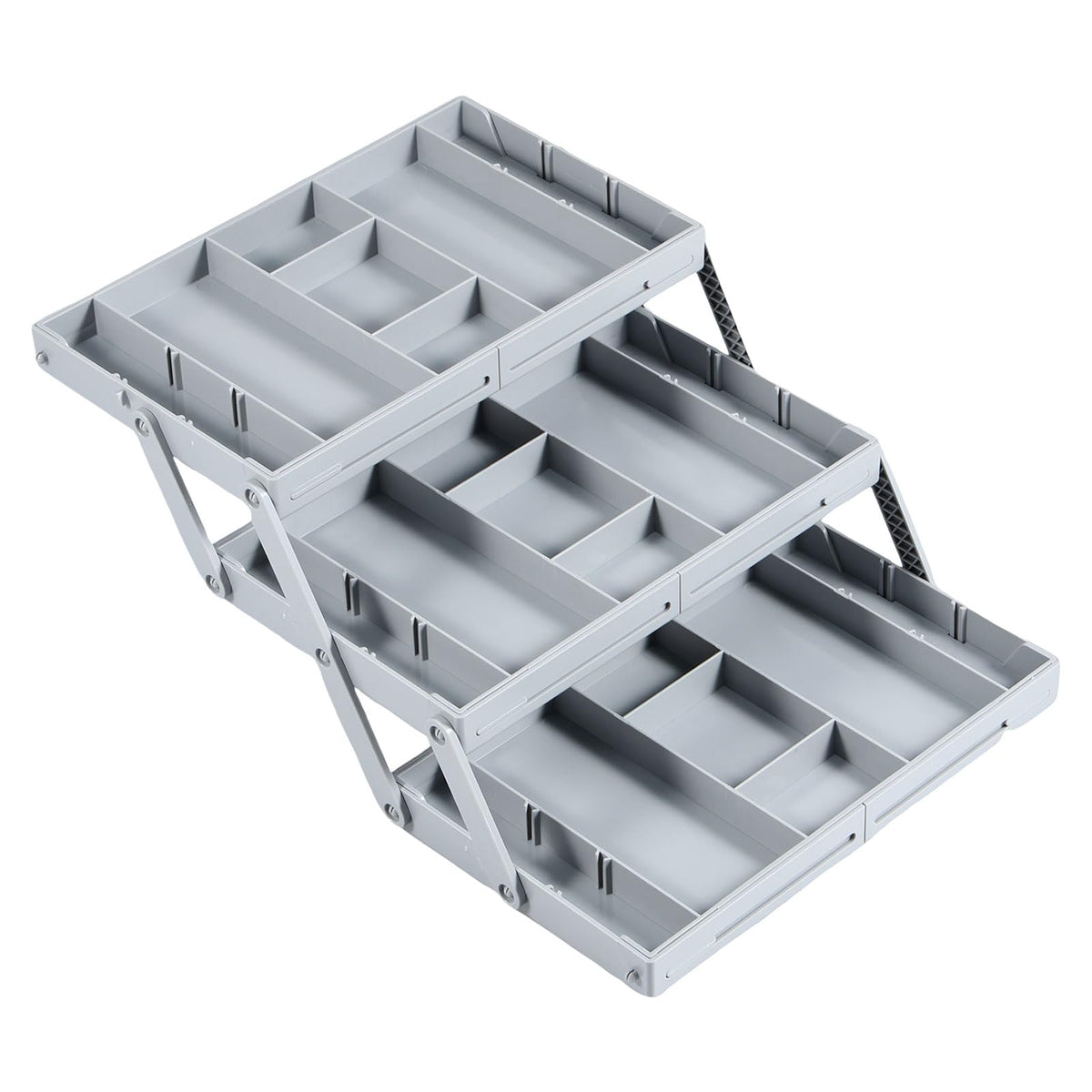 2/3 Tier Drawer Organizer, Collapsible Multi Level Drawer Organizer Tray, Expandable Bathroom Desk Drawer Organizer Trays, Adjustable Compartments Storage Trays for Jewelry (Single Row 3 Tiers)