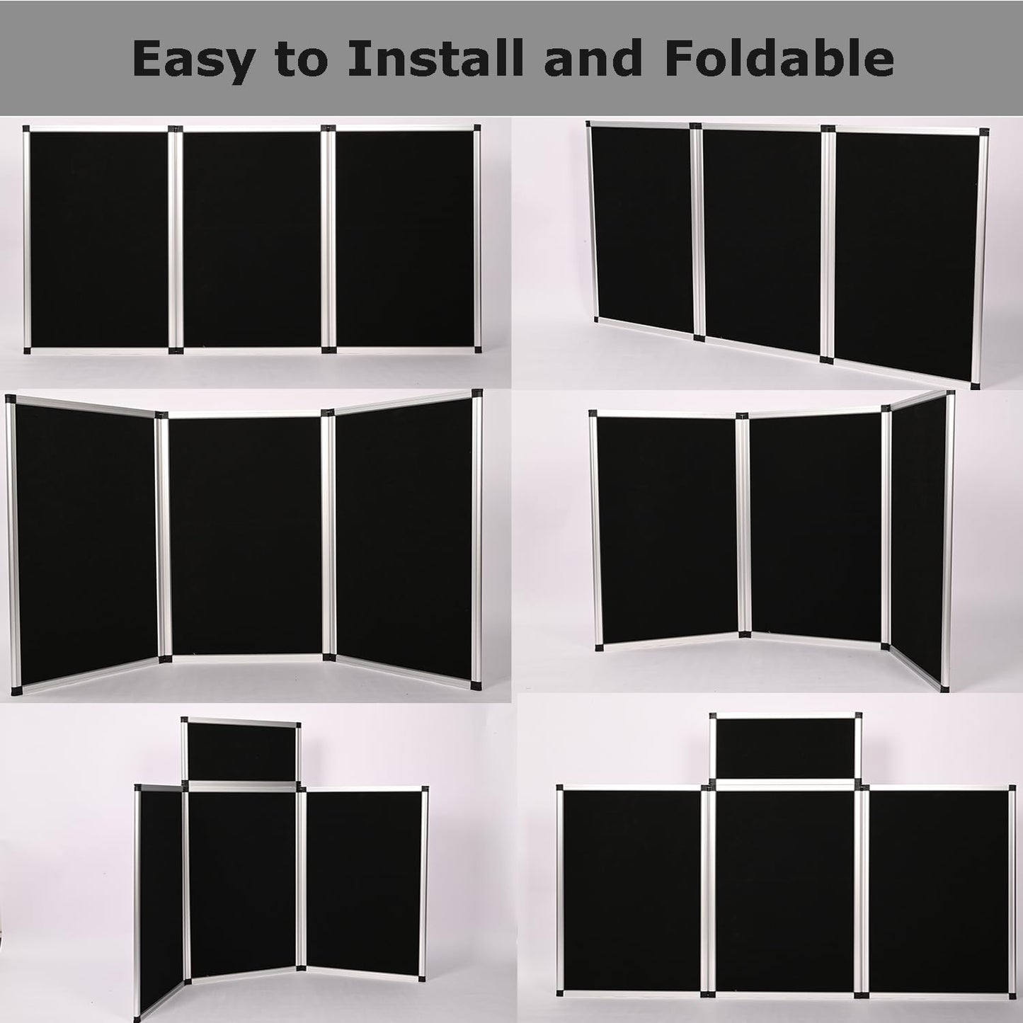 ISXACFF 3+1 Panel Trade Show Presentation Board 70.8“ x 35.4” Trifold Poster Board Folding 3 Panel Exhibition Display Boards Double Sided Tabletop Display with Storage Bag Hook & Loop-Receptive Fabric