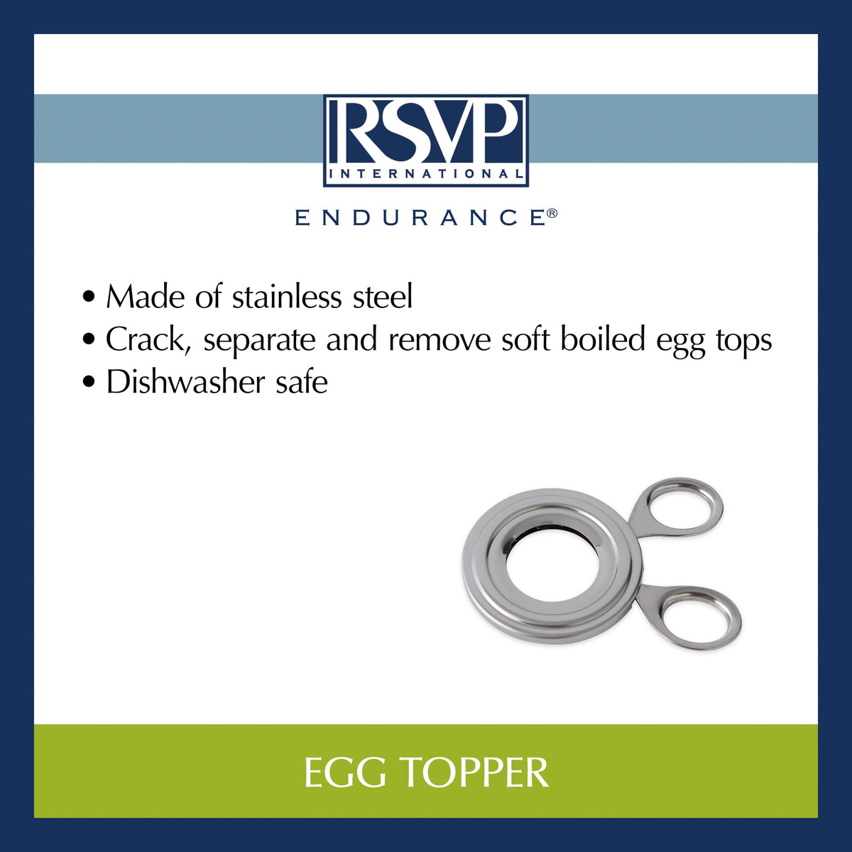 RSVP International Endurance Kitchen Tool Collection Durable & Easy to Clean, Dishwasher Safe, Egg Topper, Stainless Steel