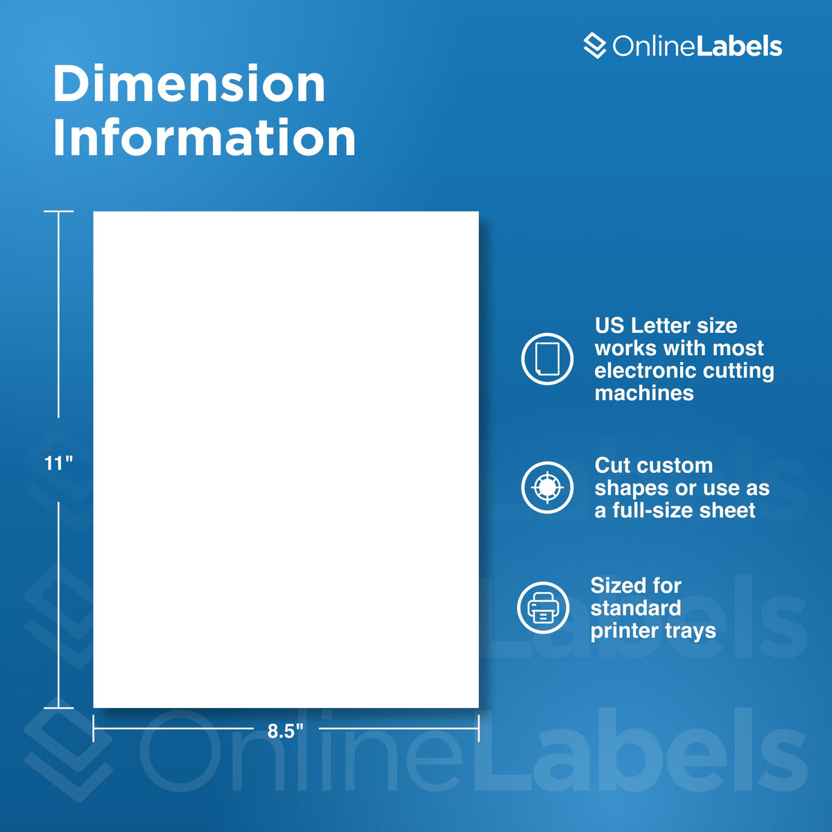 Sticker Paper, 10 Sheets, White Matte, 8.5" x 11" Full Sheet Label, Works with Inkjet and Laser Printer, Compatible with Electronic Cutting Machines, OL177WX, OnlineLabels