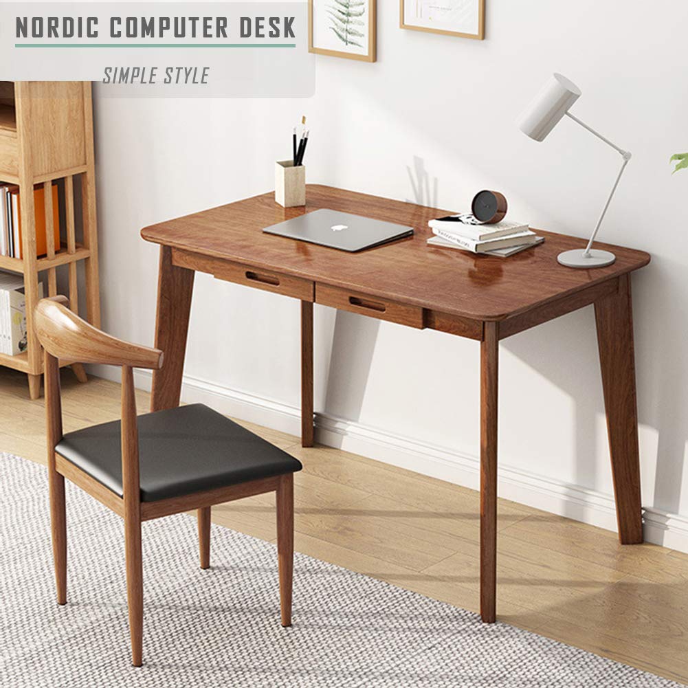 IOTXY Solid Wood Writing Desk - Home Office Workbench Desk with Drawer, Laptop Computer Work Study Table
