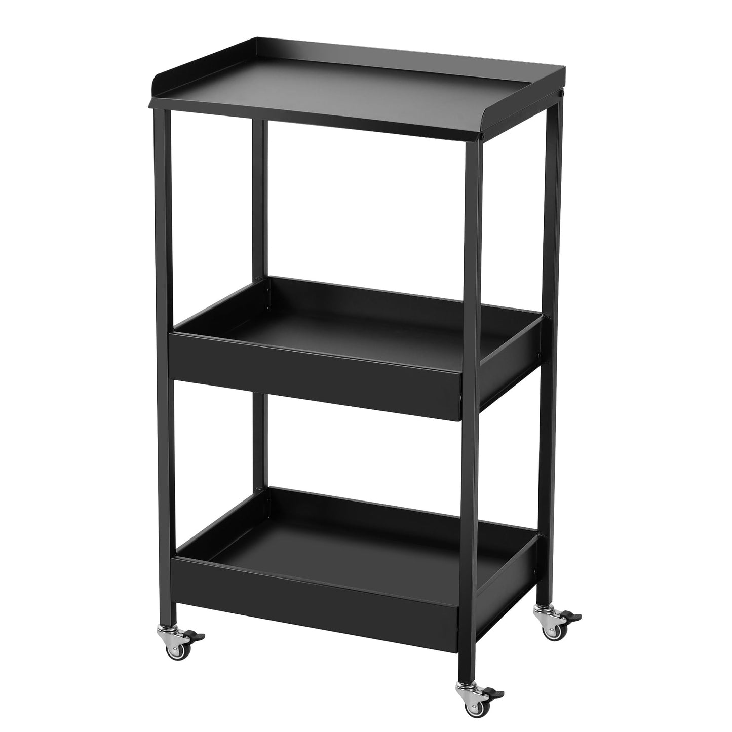 Poarmeey 3-Tier Tattoo Trolley Holder Stand with Tray and Tool Storage Platform Rolling Cart on Wheels for Tattoo Salon Spa Clinics Office Home Use