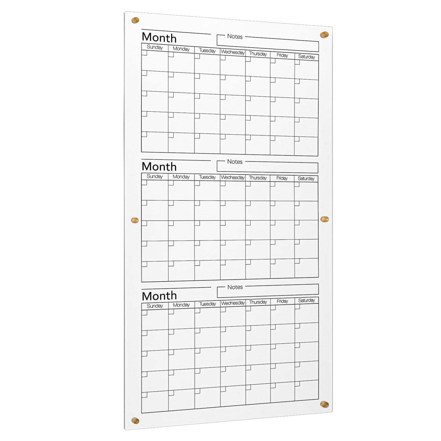 AmazingSpark Acrylic Whiteboard Calendar 3 Months Dry Erase Wall Calendar Board 36" x 18" Large Reusable Vertical Planner for Home School Office Bedroom Classroom Organization