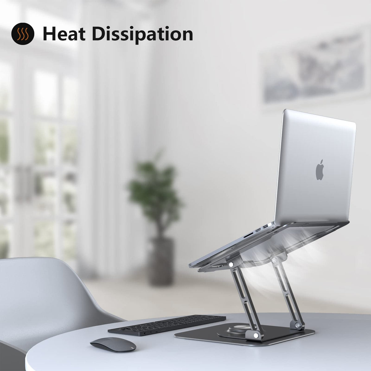 JOYEKY Laptop Stand for Desk, Adjustable Computer Stand with 360° Rotating Base, Ergonomic Laptop Riser for Collaborative Work, Foldable & Portable Laptop Stand, fits for All 10-16" Laptops (Grey)