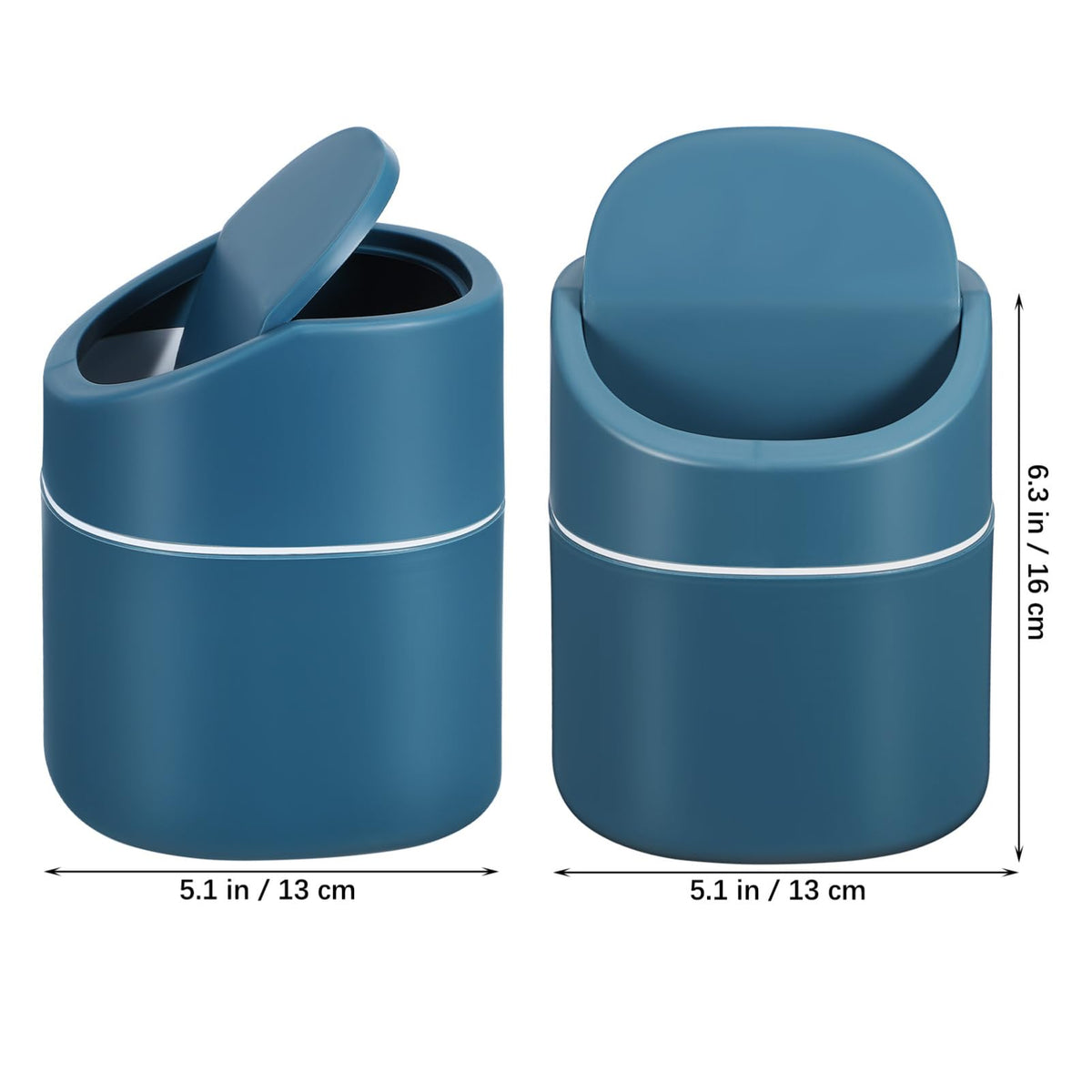 ABOOFAN Mini Desktop Trash can with Lid Small Countertop Garbage Bin for Office and Home Use One-Hand Operation Movable Base Easy to Clean Waste Basket 6.29X5.11X5.11In