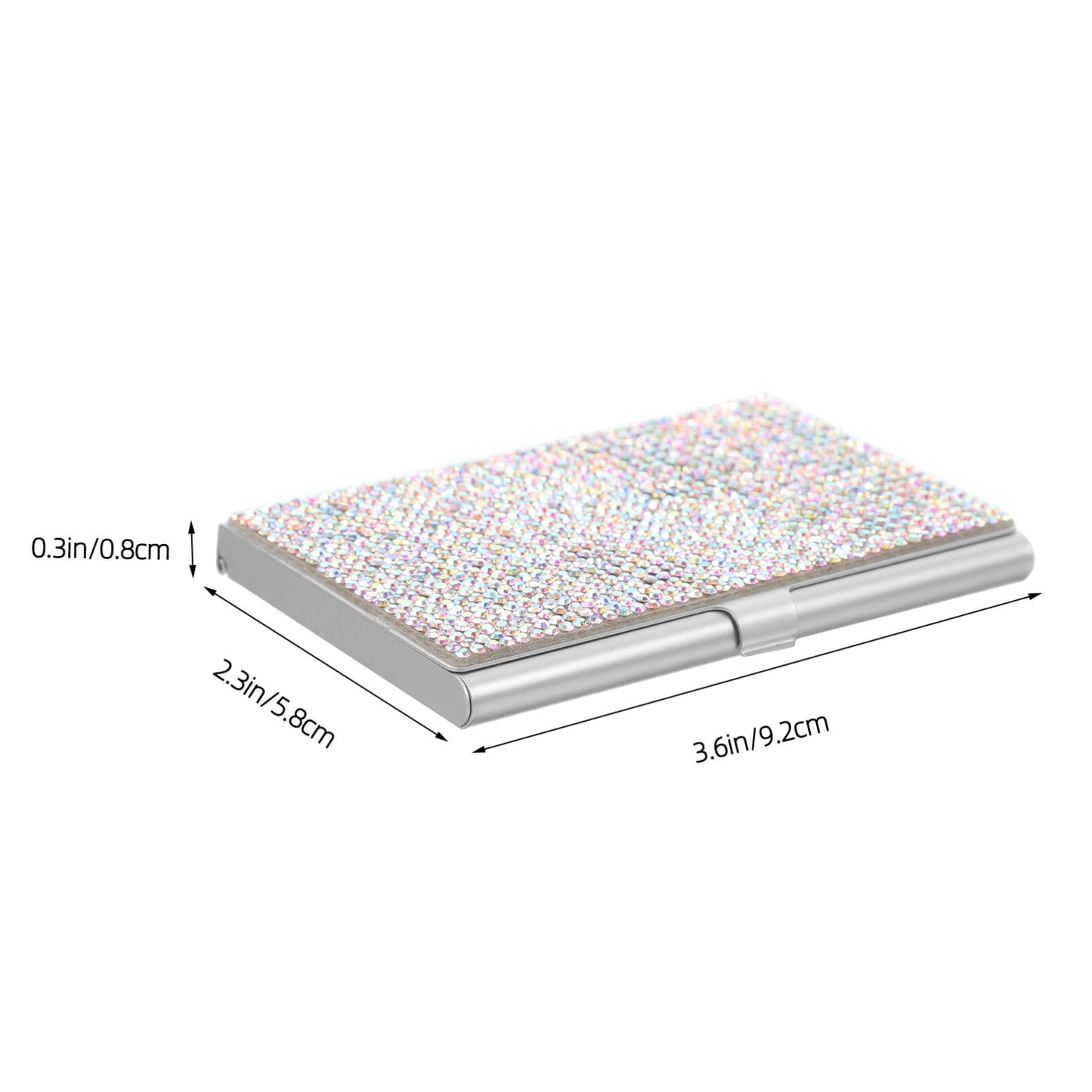 SHINEOFI Rhinestone Business Card Holder Portable Metal Cards Organizer Box Compact Office Card Storage Case 3.62X2.28X0.31In for Professionals