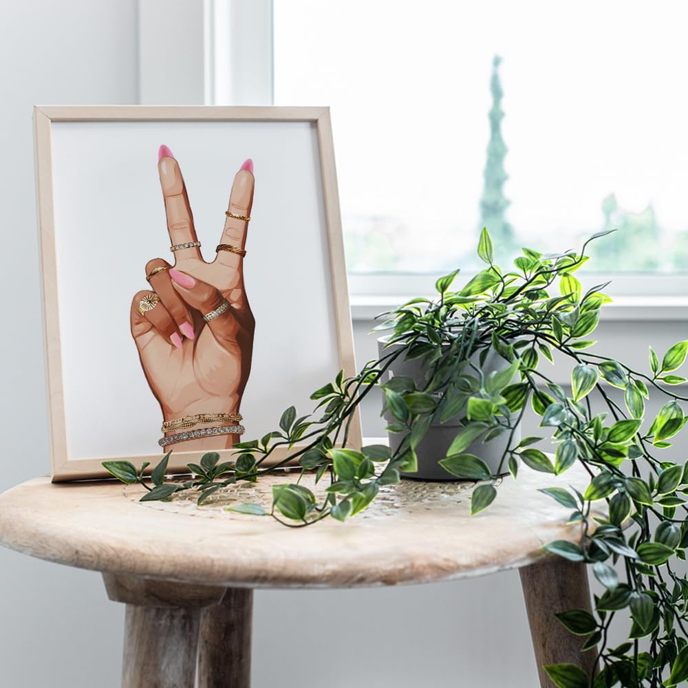 Black Woman Peace Sign Decor - Peace Love Black Picture - African American Art - Girl Wall Artwork - Wall Print - Cool Art & Decor for Americans, Culture 8x10 Unframed