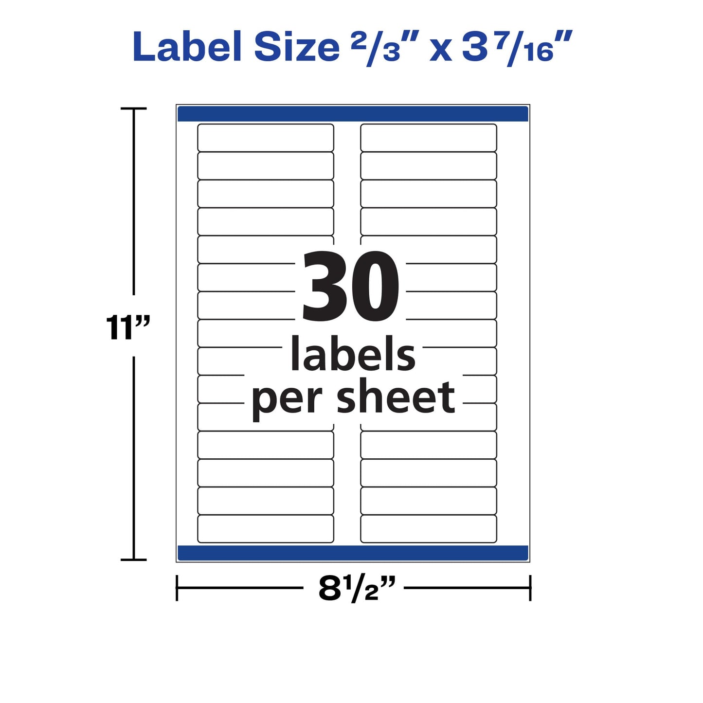 Avery File Folder Labels with TrueBlock Technology, Permanent Adhesive, 2/3" x 3-7/16", Laser/Inkjet, 750 Labels (08366)