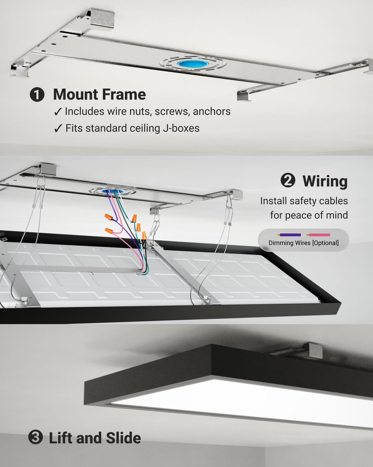 Sunco 2 Pack 1x4 LED Flat Panel Light, Dual Selectable CCT 3500K/4000K/5000K & Selectable Wattage 30W/40W/46W, 5700LM, 0-10V Dimming, Matte Black Drop Ceiling Fixture - ETL, DLC