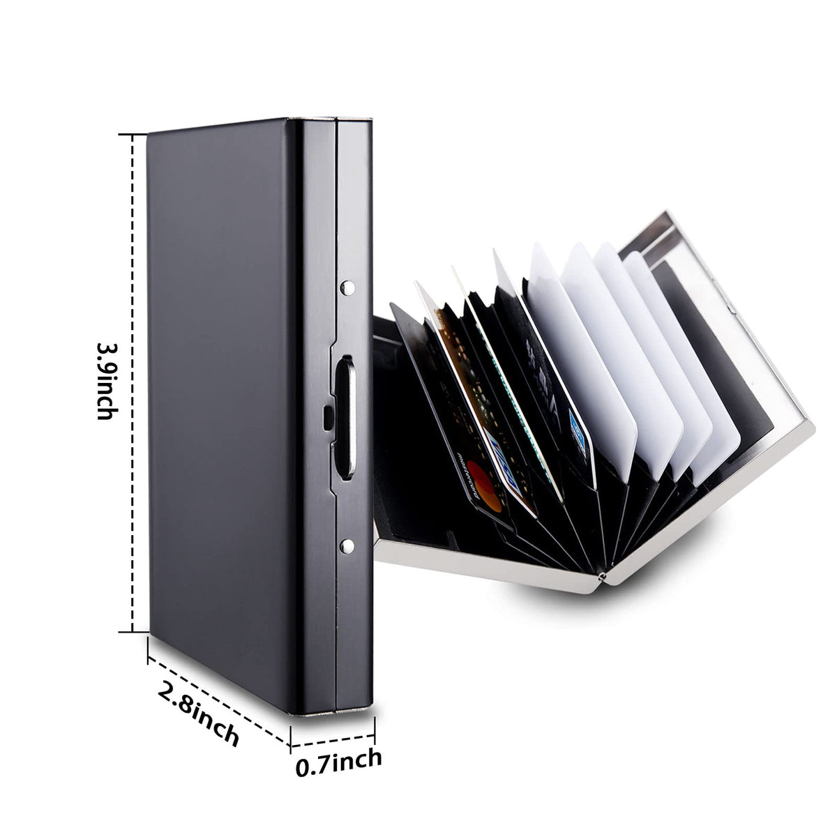 Credit Card Holder RFID Slim Metal Card Case for Hard Stainless Steel Credit Card Wallet Business Card Holder for Men Women (Black)