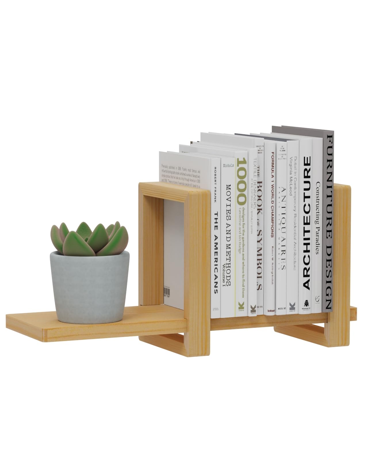 Soultopxin 100% Solid Wood Adjustable Desktop Bookshelf, Retro Tabletop Bookshelf, Desk Shelf Living Room, Home, Office, Perfect for Magazine, Books, Cookbooks, No Tools Required to Assemble (Yellow)