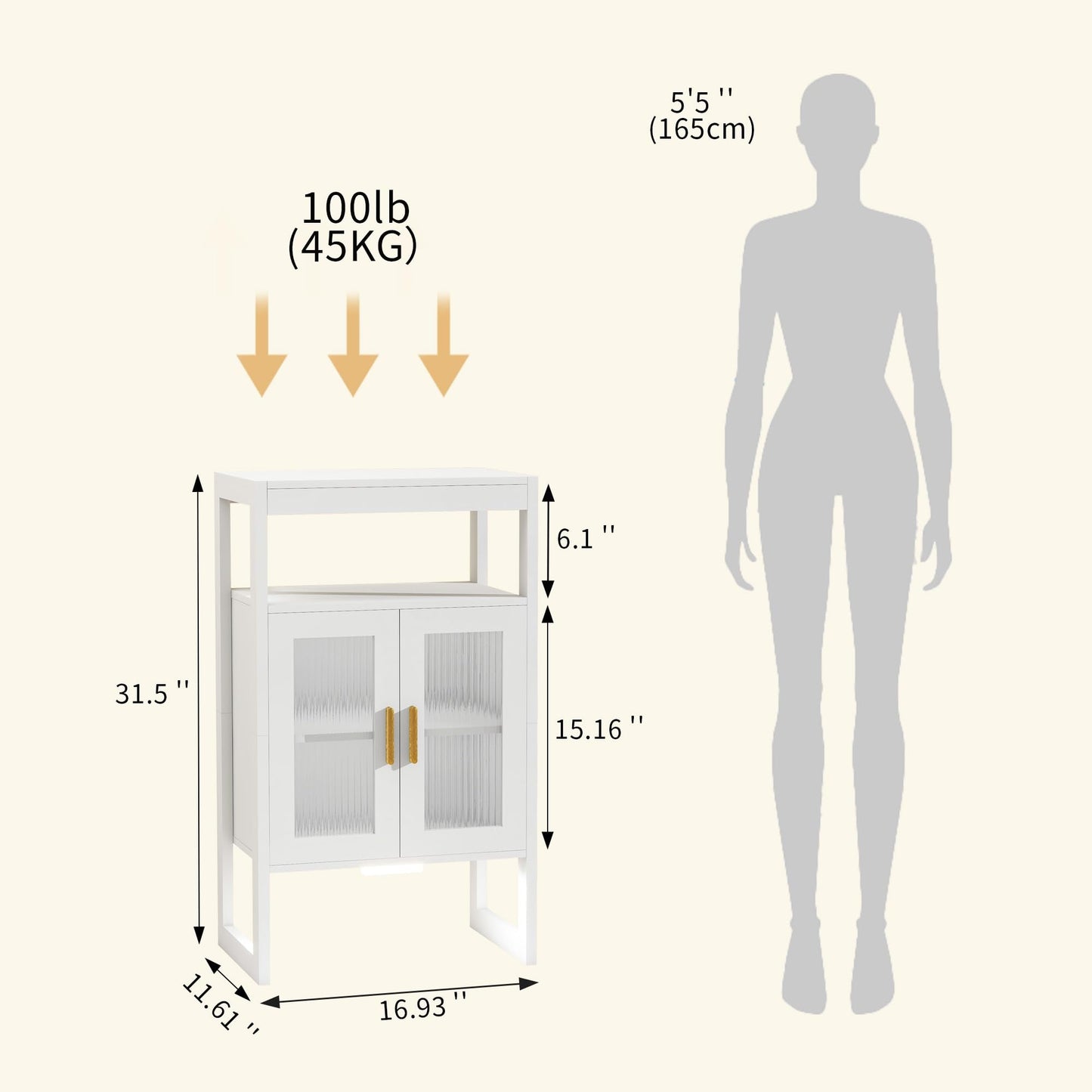 Edospaen Bathroom Floor Storage Cabinet Freestanding Organizer with Sensor Light & Acrylic Doors for Bathroom, Home Office, Bedside, Sofa Side Table