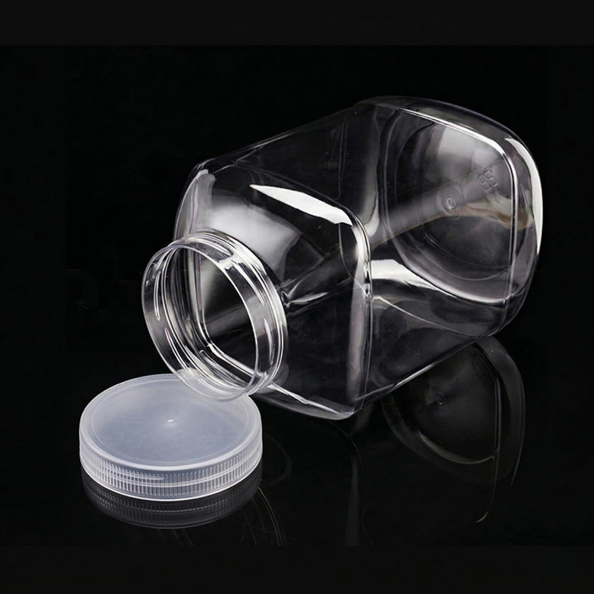 ZOOFOX 2 Pack Clear Plastic Jars, 1.5 Gallon Square Storage Containers with Screw-On Lids, Refillable Empty Jars for Kitchen & Household Storage of Dry Goods, Peanut, Candy, Airtight