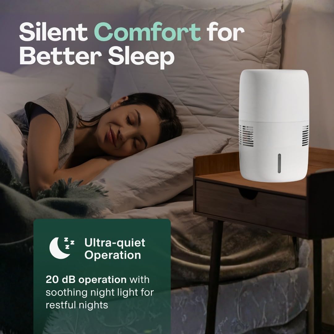 Smart Evaporative Humidifiers for Bedroom with App Control & 3L Tank – Mist-Free, No White Dust – Quiet Operation for Better Sleep – Beige Humidifier Klarta Humea