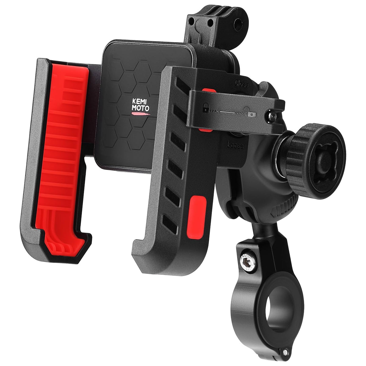KEMIMOTO Motorcycle Phone Mount with Anti-Theft, Anti-Vibration Dampener Mount One-Hand Operation 360° Adjustable for Motorcycle Bike ATV Scooter Golf Cart Fit 4.7"-7.2" Cellphone
