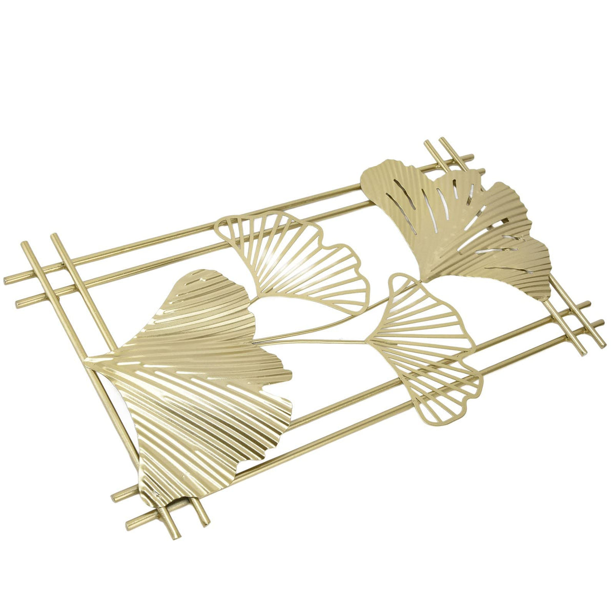 Omabeta Gold Metal Wall Decor, Aristocratic Luxurious Golden Leaf Wall Sculpture Assembly Free Elegant for Hotel