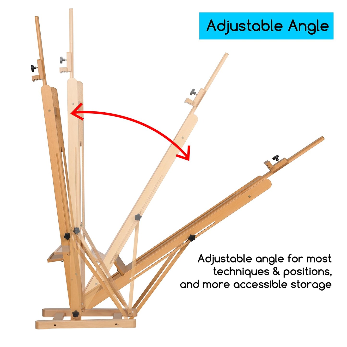 MEEDEN Art Easel for Painting - Heavy Duty H-Frame Artist Easel for Adults, Solid Beechwood Adjustable Studio Easel (69"-95"), Professional Wooden Floor Easel Stand Holds Canvases Up to 48"