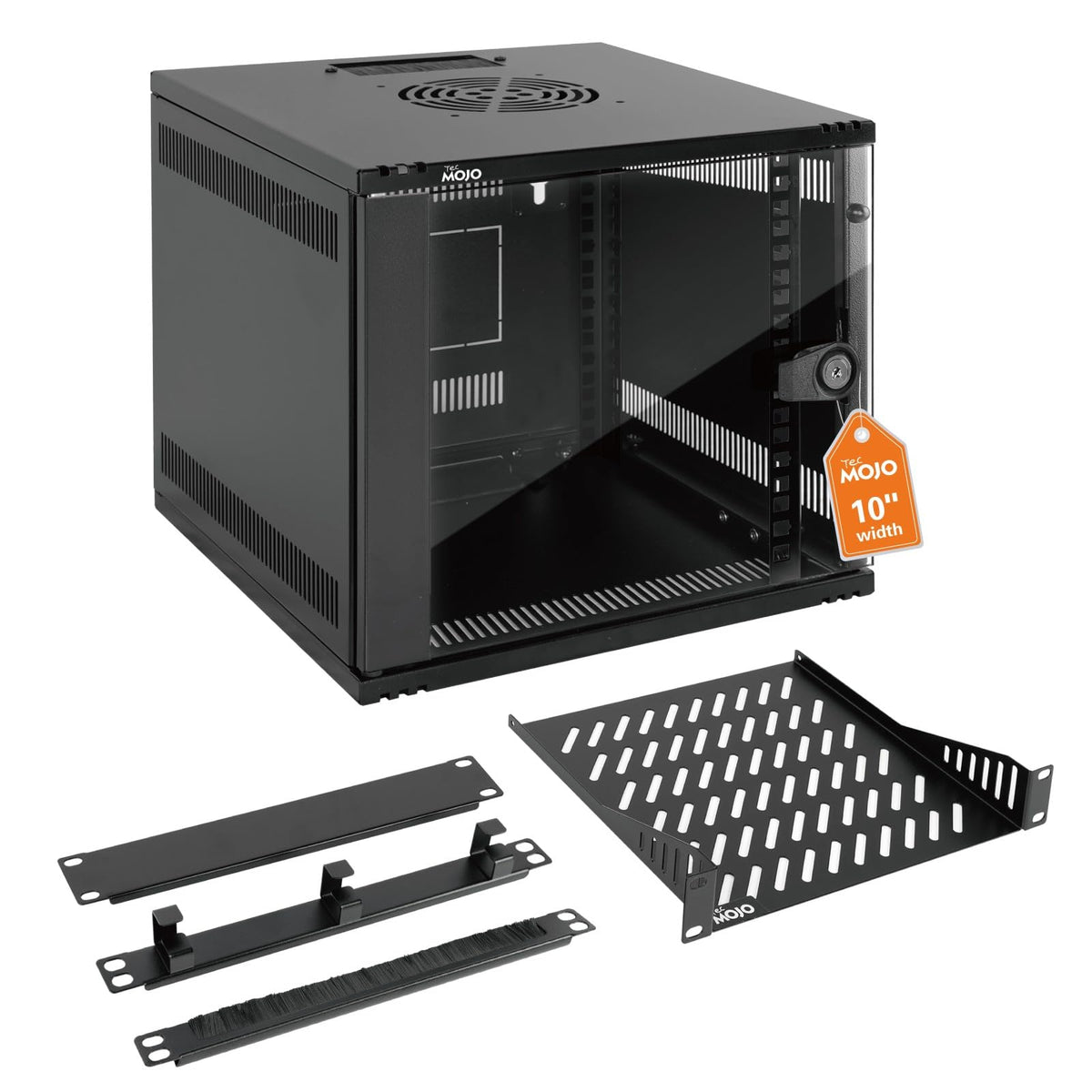 Tecmojo 6U 10 inch Rack, Wall Mount Network Cabinet Set,12.3W x 13D x 11.8H- Load Capacity 110Lbs(50 kg),Black 10" Wall Housing Server Rack Set