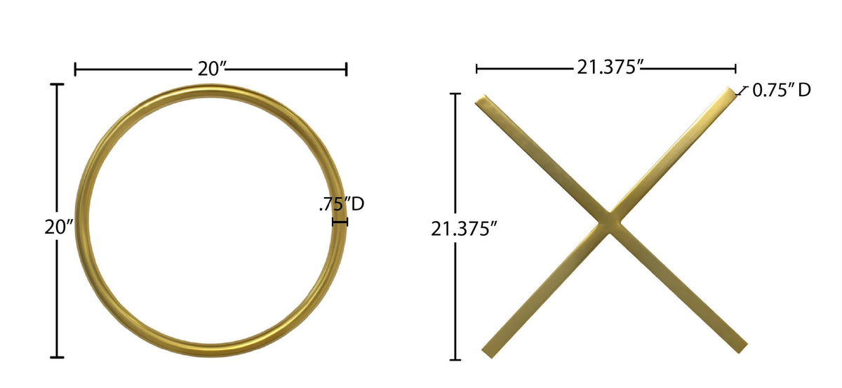 Meridian Furniture 432 XOXO Collection Modern | Contemporary Stainless Steel Wall Decor, Gold, 66.75" W x .75" D x 66.75" H