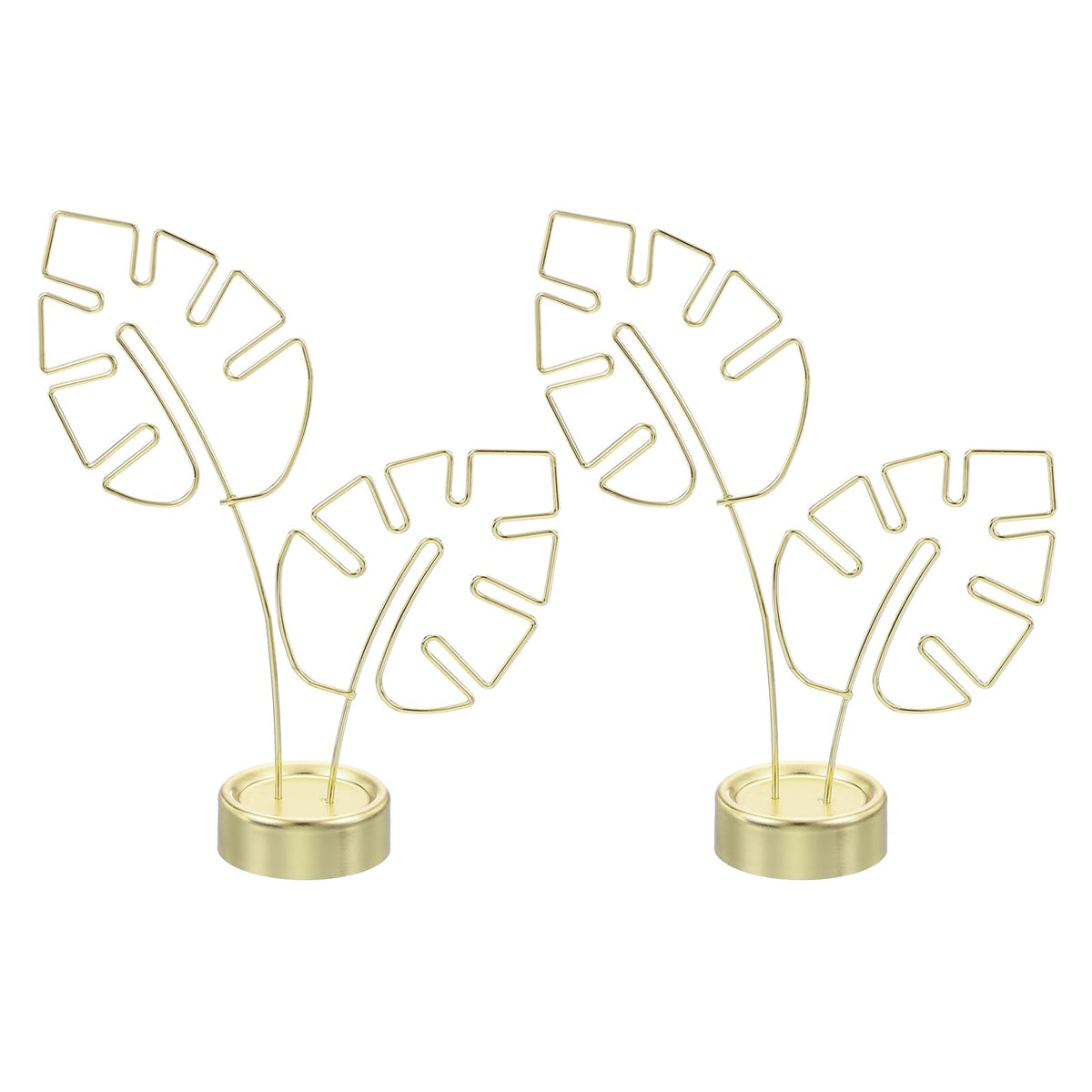 PATIKIL Monstera Memo Clip, 2 Pcs Table Card Holder Message Note Cards Display Photo Display Stand for Memo Paper Photo Wedding Desk Office Home Store Supplies, Gold Tone