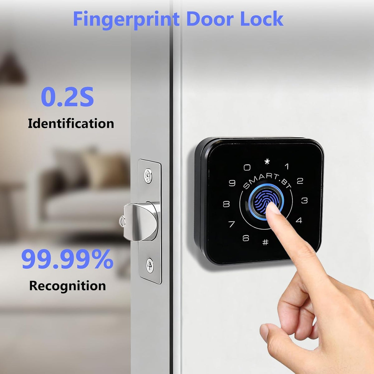 UMIK UMIKSMART 4 in 1 Fingerprint Smart Door Lock, Keyless Entry Door Lock with Fingerprint and Touchscreen Keypad, Tuya App Control, Auto Lock, Easy Install for Home, Apartment, Office