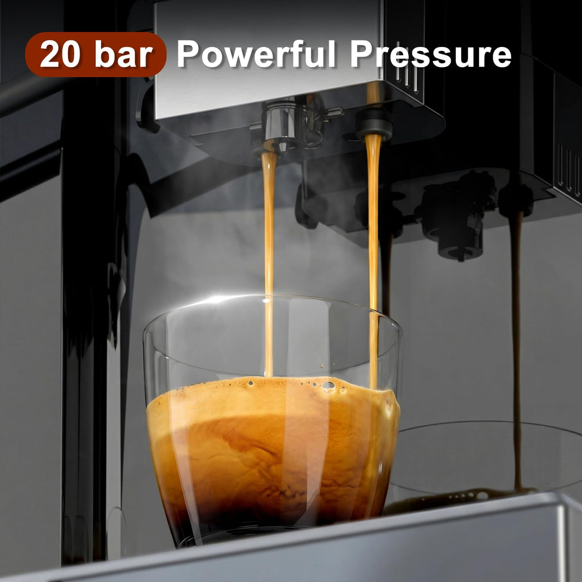 Kndko Fully Automatic Coffee Machine, 20 Bar Automatic Espresso Machine, Coffee Maker with Grinder for 15 Settings, Auto Self-Cleaning, Touch Control for Cappuccino & Latte, Removable Water Tank
