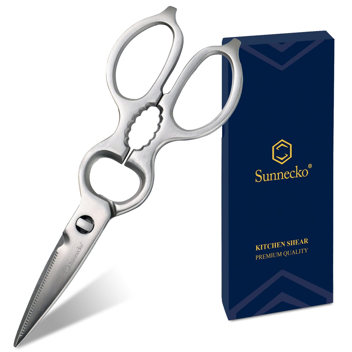 Sunnecko Heavy Duty Kitchen Scissors - Stainless Steel Kitchen Shears, Ultra Sharp Micro Serrated Poultry Shears, Cooking Scissors for Meat, Dishwasher Safe