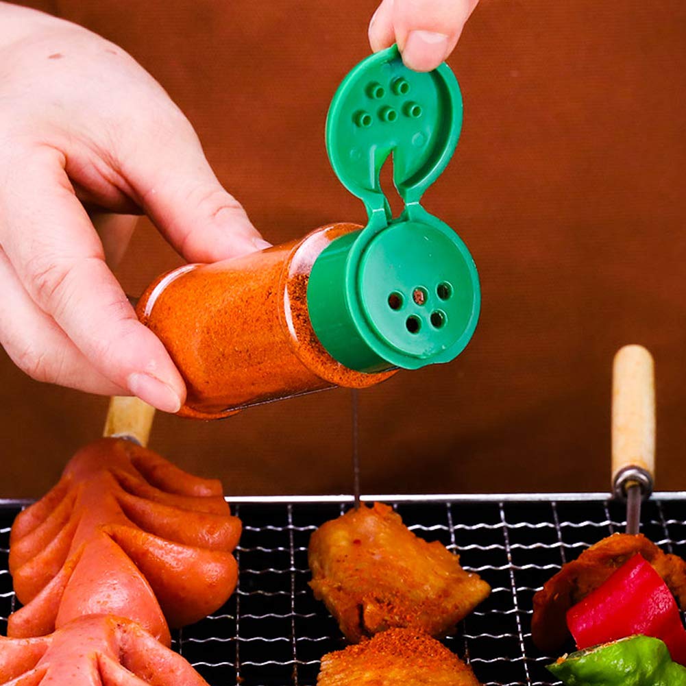 FEOOWV 100 Pcs Empty Plastic Spice Bottles Set for Storing Barbecue Seasoning Salt Pepper and More 75 ml/2.5 oz (Green)