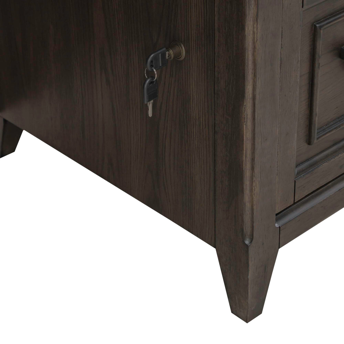 Liberty Furniture Paradise Valley Executive Credenza Desk with Locking File Drawers Traditional Home Office - Saddle Brown Oak Wood