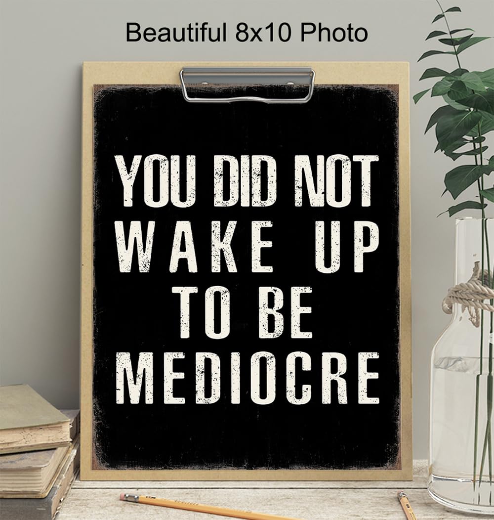 YELLOWBIRD ART & DESIGN Motivational poster 8x10 - Black Rustic Motivation Inspirational Quotes Wall Art - Inspiration Positive Quotes Wall Decor - Office Artwork for Men Entrepreneur Gym Decor