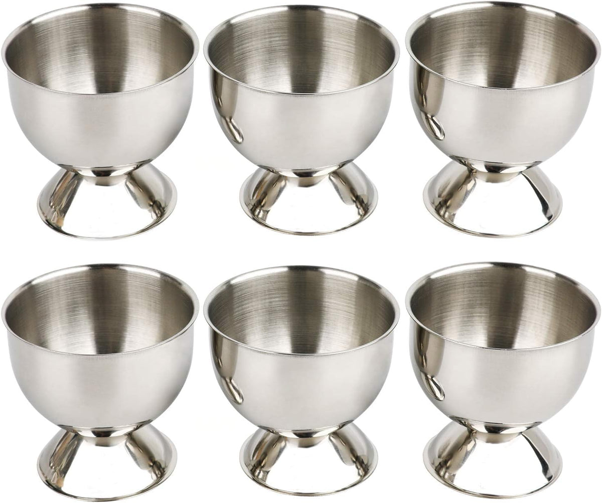 Egg Cup Holder Set for Soft Boiled Eggs Include 6 Stainless Steel Egg Tray Kitchen Tool