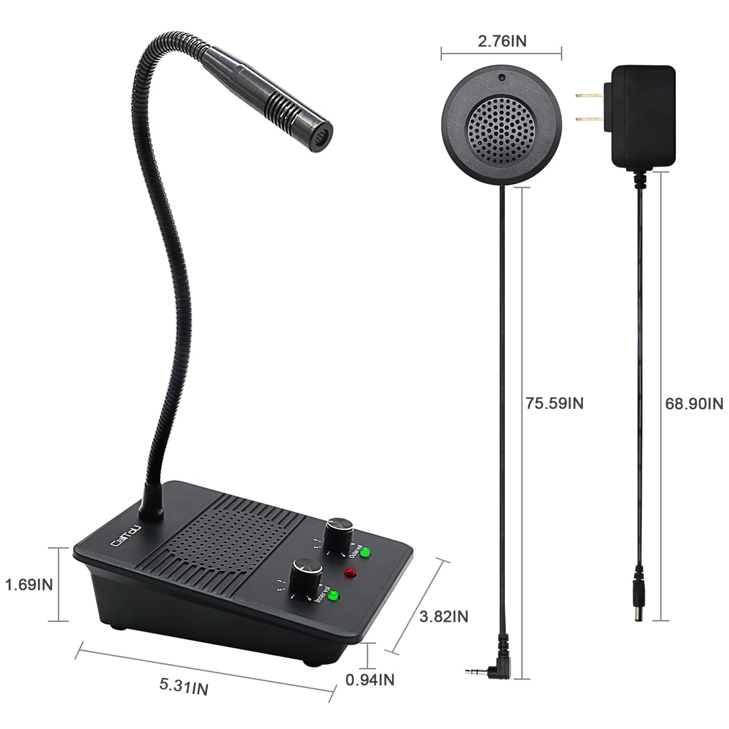 CallToU Window Speaker Intercom System,Dual Way Anti-Interference Intercommunication Microphone Talk Through Glass Window,for Business,Bank,Office,Hospital,Counter,Store,Station,School and More