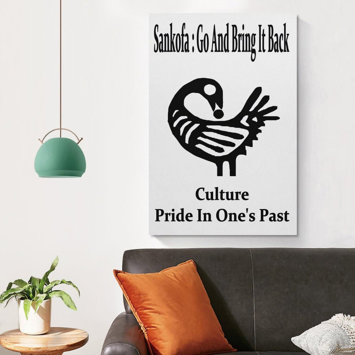 Sankofa Go And Bring It Back Adinkra Symbol Pride In Past Canvas Printing Wall Art Prints Posters Minimalist Scandinavian Wall Decor for Living Room Bedroom Office Classroom 12x18inch(30x45cm)