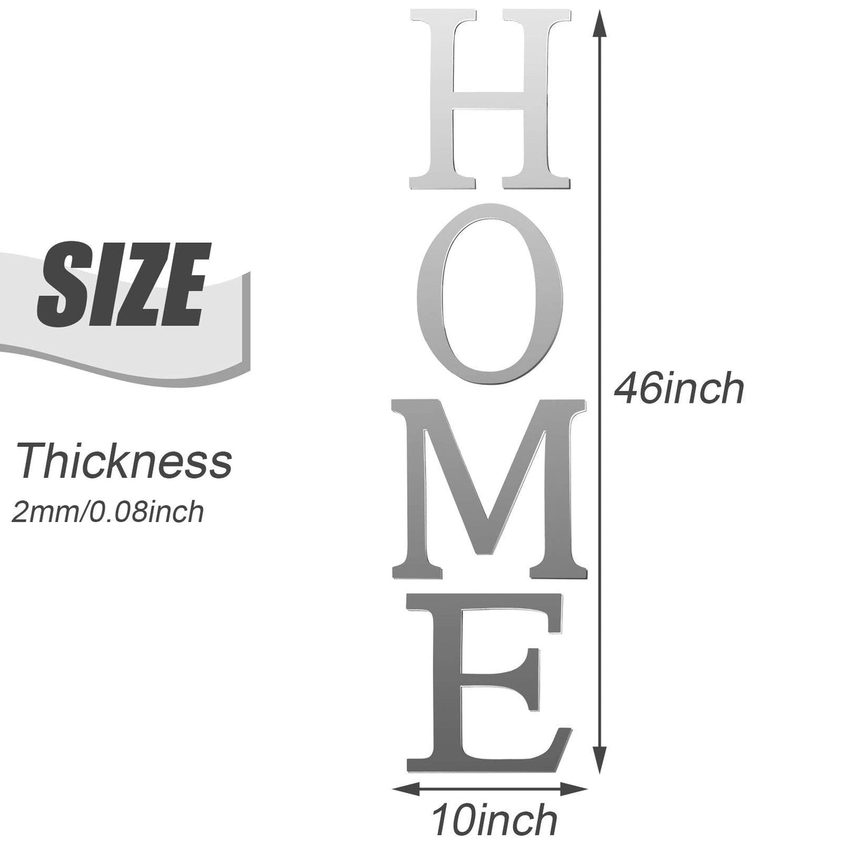Zonon 3D Home Wall Decor Letter Sign Acrylic Mirror Wall Decor Stickers Family Farmhouse Decals for Home Room Bedroom Mirror Decoration 47x 11.8 Inch(Silver)