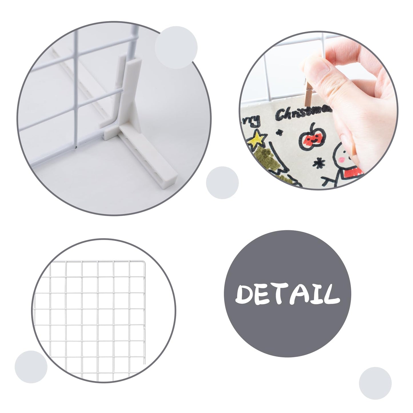 2 Sets Grid Wall Countertop Decorative Panel for Photo Display, Tabletop & Wall Mounted Display Wire Gridwall with T-Base, Mini Wood Clips & Adhesive Hooks for Shows Retail Crafts Artistic Drawings