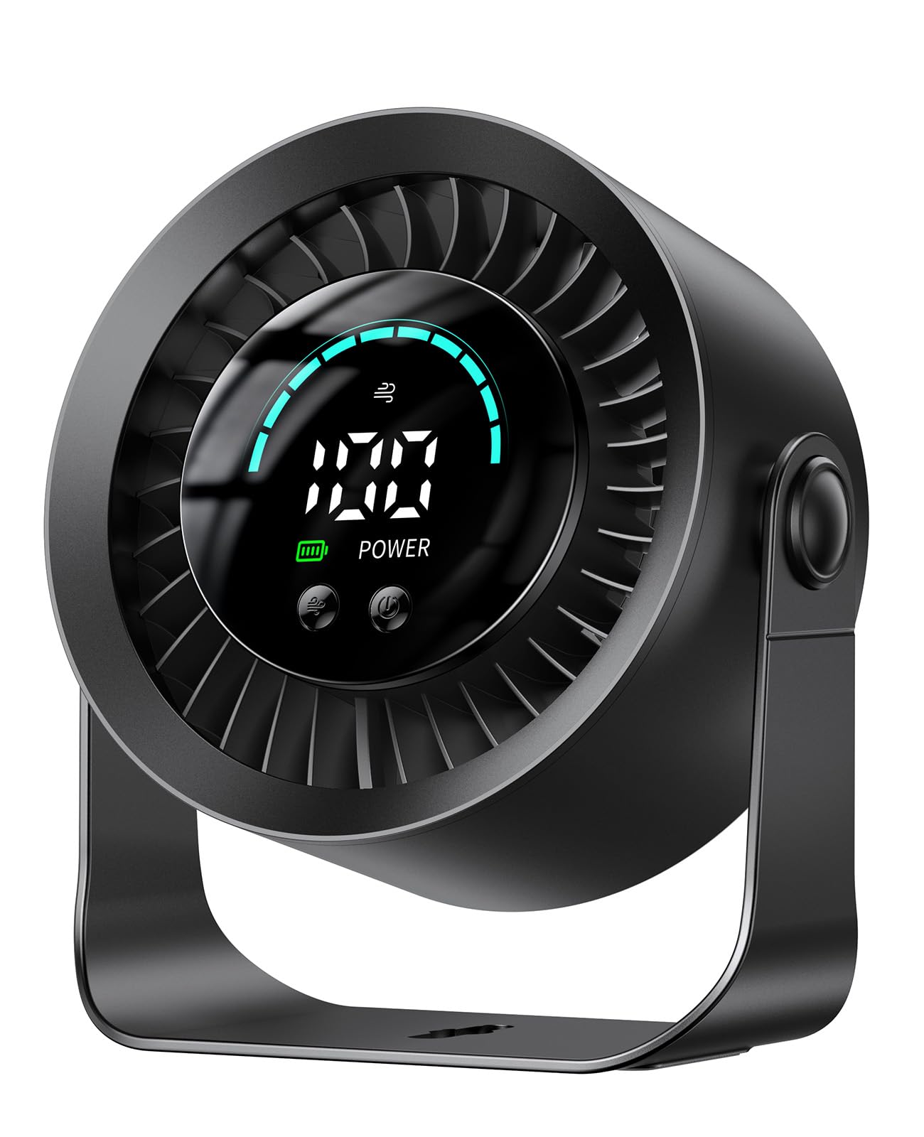 DIGIX Rechargeable USB Desk Fan for Bedroom, 100 Speeds, 360° Rotation, Wall Mounted Design Small Portable Table Fan with LED Display, Quiet Personal Desktop Cooling Fans for Home Office (Black)