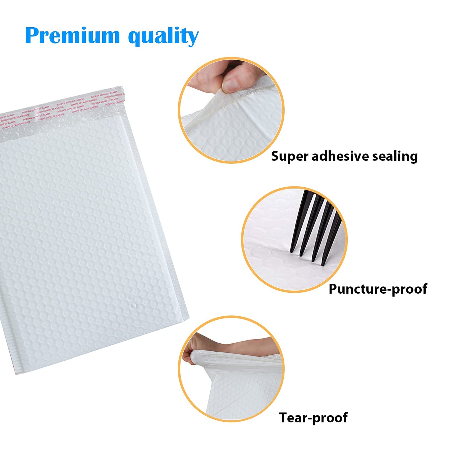 Immuson White 9.5 x 13.5 Inches Poly Bubble Mailers, Padded Shipping Envelopes, Self-Seal Shipping Bags, Packaging Bags, Bubble Envelopes Pack of 25