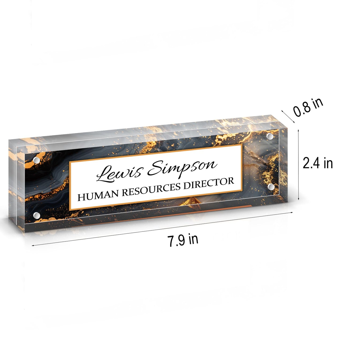 HETOOSHI Desk Name Plate Personalized, Desk Double sided pattern Name Plate Personalized Office Desk Decor for Women and Men , Teacher Nurse Boss Employee Appreciation Gifts (gilded marble, fixed pattern)