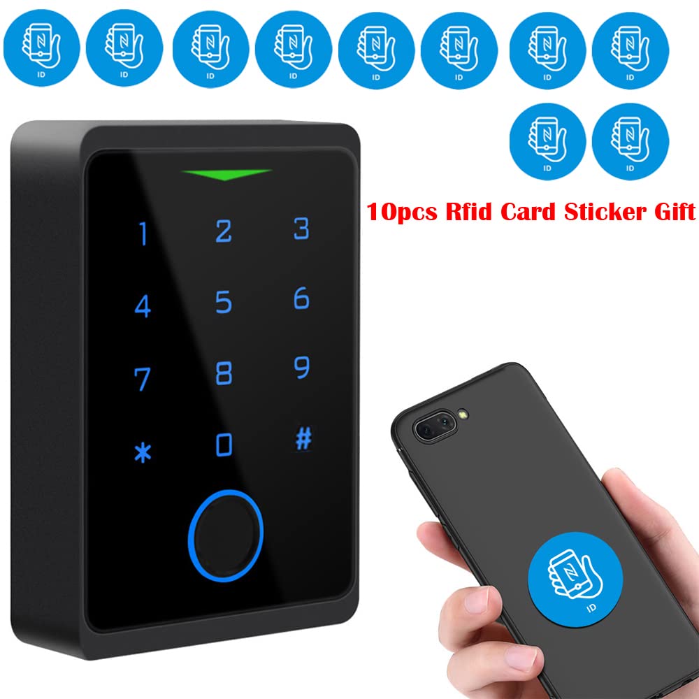 BSTUOKEY WiFi Access Control Keypad,Fingerprint Controler,125khz Card,Lock Opener,Mobile APP Door Keypad,Remote Control Door Lock,Entry Gate Keypad,IP66 Watreproof,1000 User,10pcs Card Free