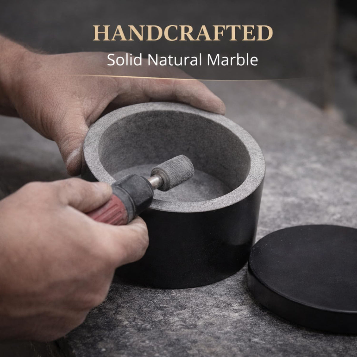 KC KULLICRAFT Unique Salt and Pepper Box Elegant Round Marble Black Salt Box With Lid For Salt, Spice and Herbs Storage. Perfect Container To Store (3.5 X 3.5 X 2 INCH)