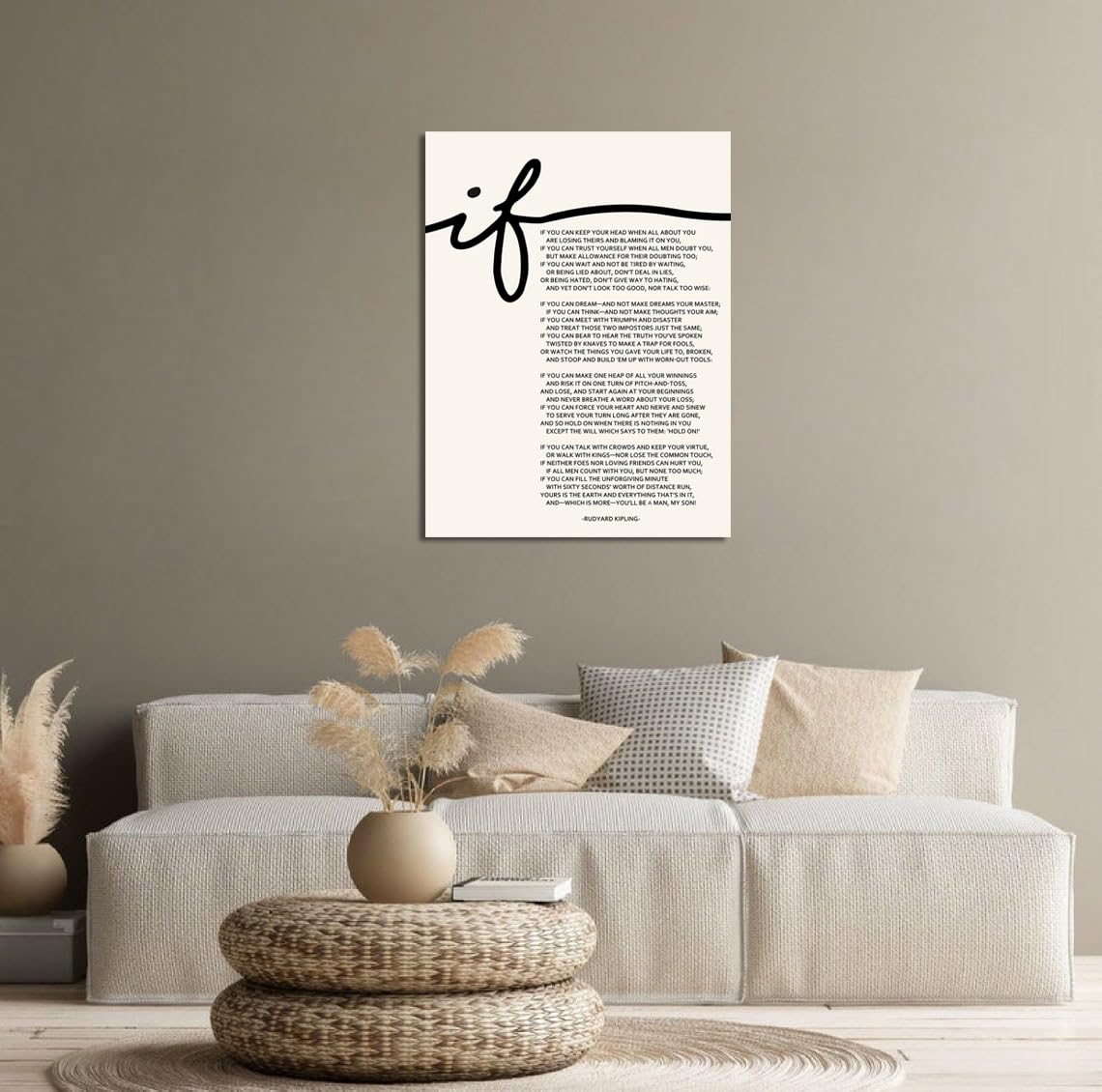 Mokihidream If Poem Inspirational Framed Canvas Print Wall Art If Poem by Rudyard Kipling Motivational Poetry Wall Decor If Poster Font Quote If Kipling Home Office Inspirational Literature Art