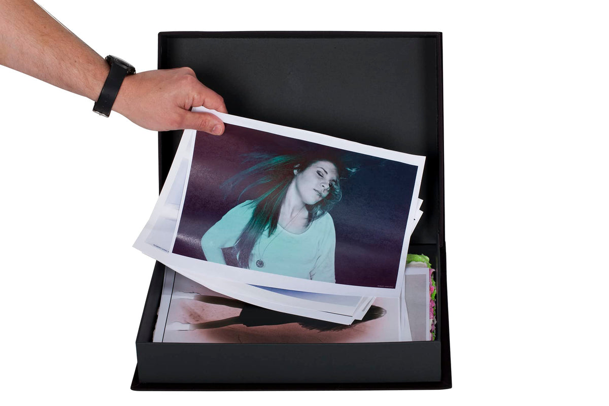 HG Art Concepts Eternity Archival Clamshell Photo Storage Box, Black - 8.5"x11" - For Storing Artwork, Photos & Documents, Deluxe Acid-Free, Sturdy & Lined With Archive-Quality Paper