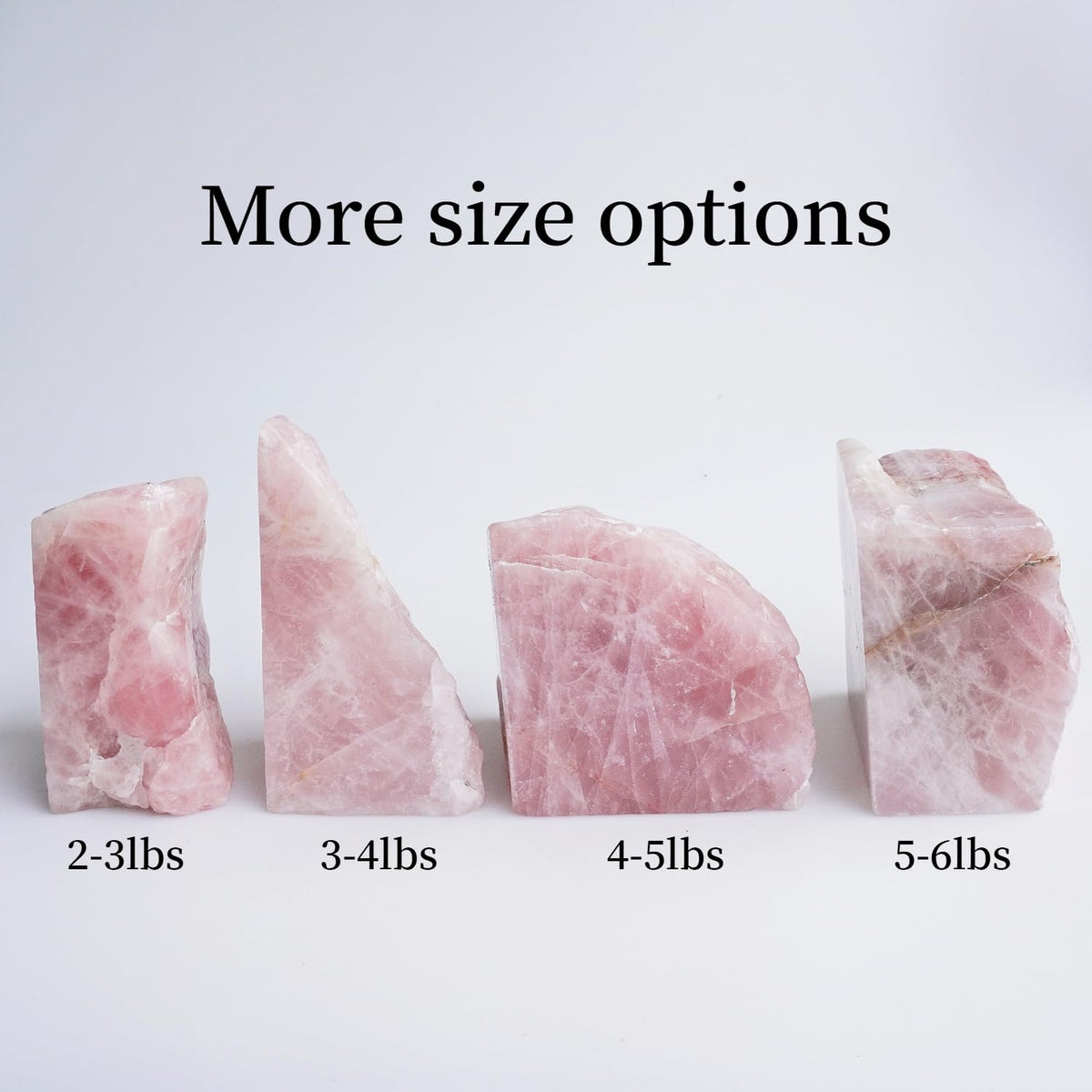 Sisamn Heavy Duty Rose Quartz Bookends - Decorative Stone Book Ends 3-4 Lbs, for Office Home Decor, Large Book Holder Gift (1 Pair, 4-6.5" Height with Non-Slip Bumpers)