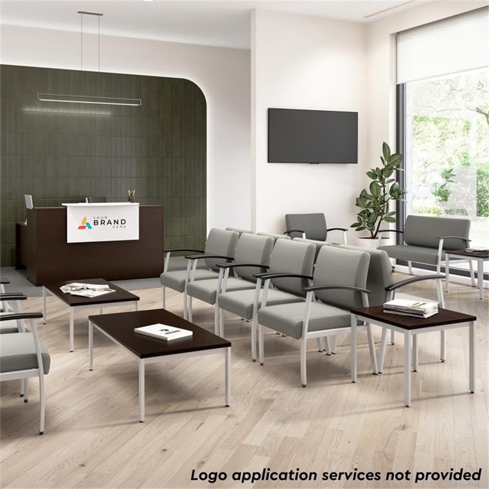 Bush Business Furniture Arrive Waiting Room Guest Chair with Arms in Light Gray Vinyl, Reception Area Seating for Office and Lobby