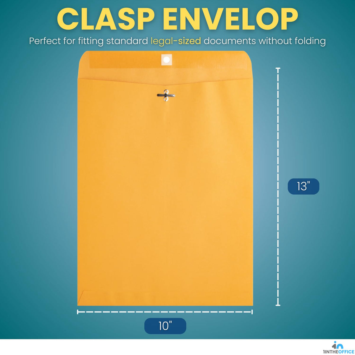 1InTheOffice Clasp Envelopes 10x13, Catalog Envelopes, Heavy-duty Clasp and Gummed Closure, Brown Kraft, 100/Pack