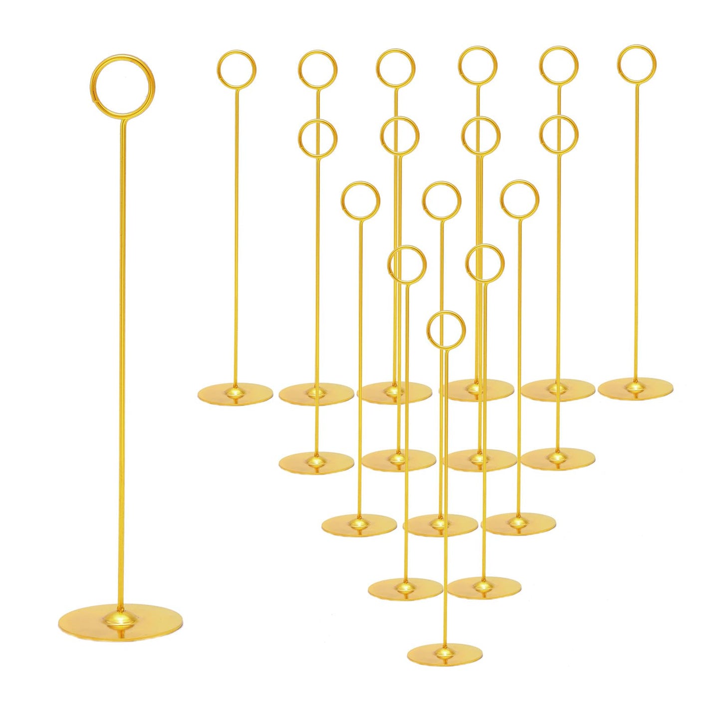 Urban Deco 16PK Gold Table Number Holders Place Card Holders 12 Inch Table Card Holders Steel Card Holders for Photos, Food Signs, Memo Notes, Weddings, Restaurants, Birthdays