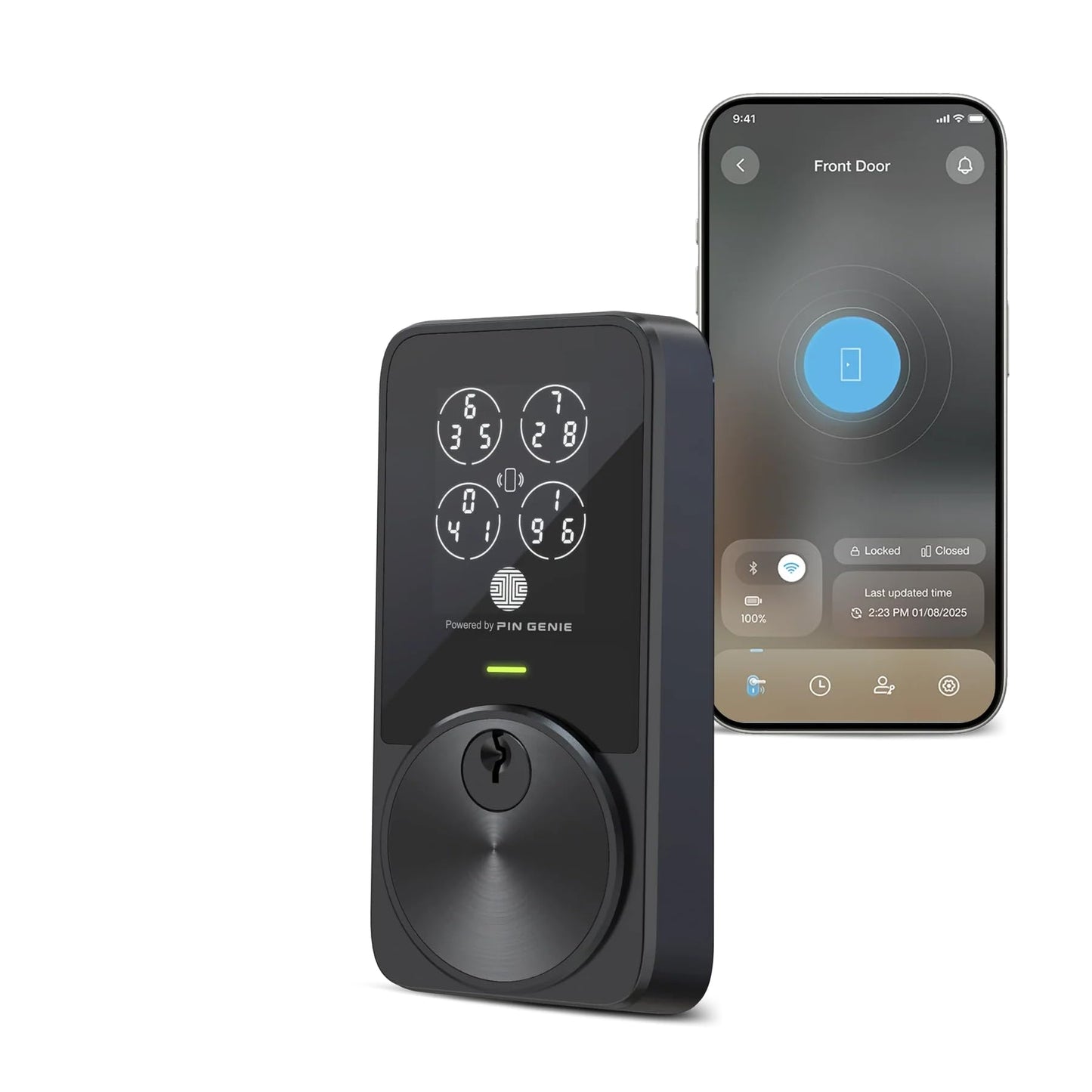 Lockly PIN Genie Pro Zeno Series Smart Lock, Keyless Entry Door Lock with Apple Home Key, Built-in Wi-Fi Keypad Deadbolt Locks for Front Door, App Remote Control, IP65 Weatherproof, Easy Installation