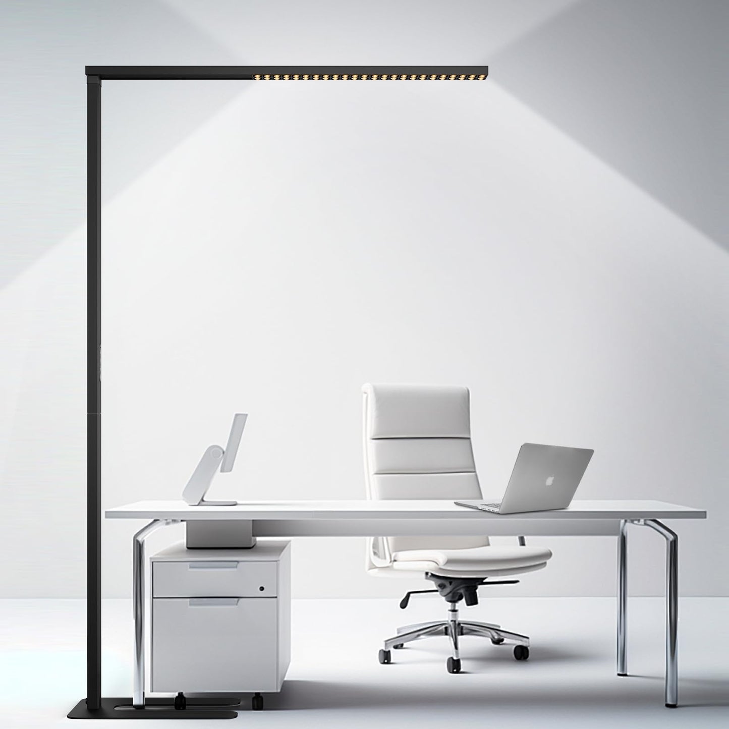 ZUIKAIG 77"LED Floor Lamp,80W Black Modern Free-Standing Lamp,8000LM Dimmable High brightness office Lamp for Reading Study Room，Living Room，Bedroom Room,Piano Room,Meeting Room 4000K Natural Daylight