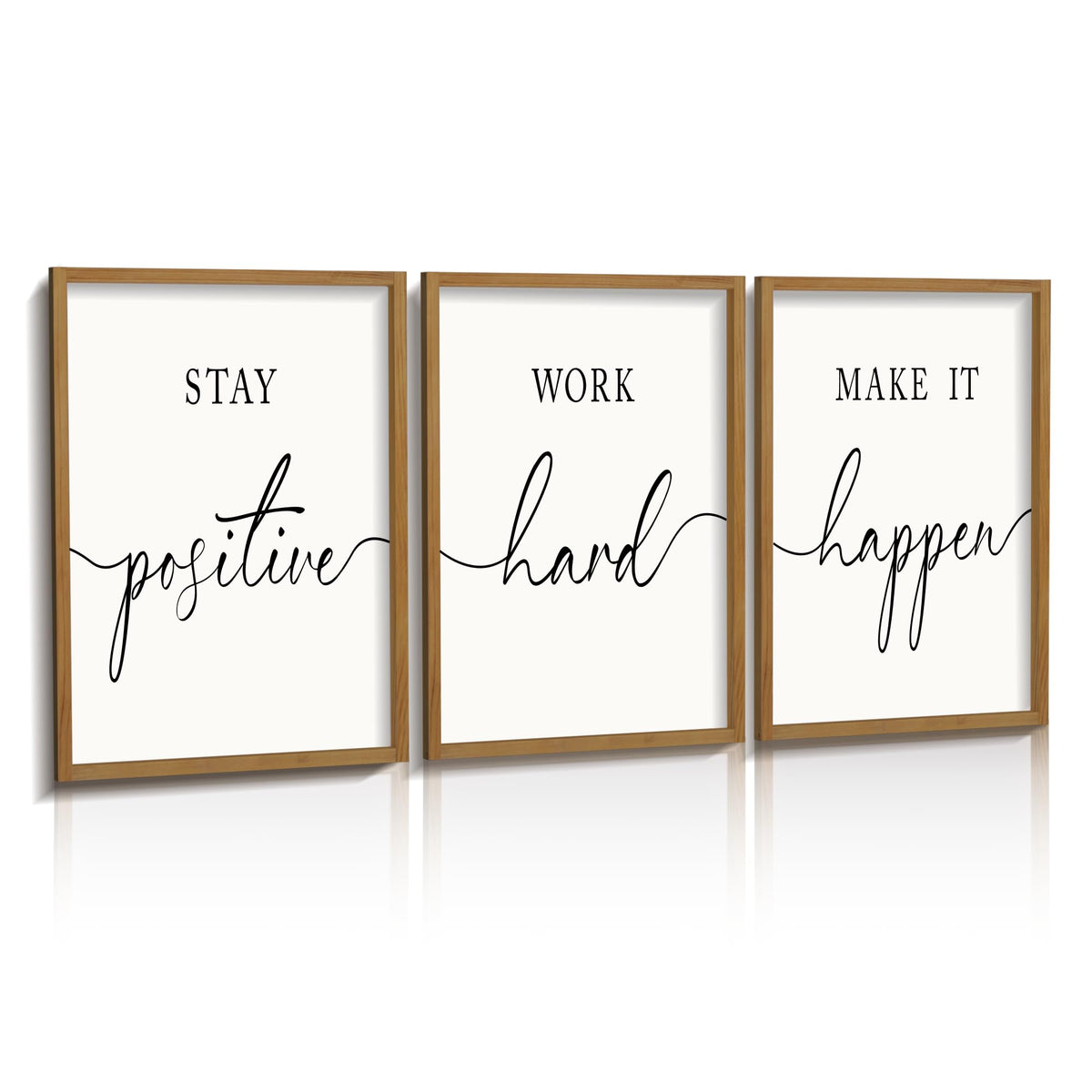 Heiple Motivational Wall Art 11"x14" Framed Wooden Inspirational Office Wall Decor for Men Picture Poster Positive Work Hard Quote Wall Decor for Home Office Bedroom (Brown, 11”x14”)