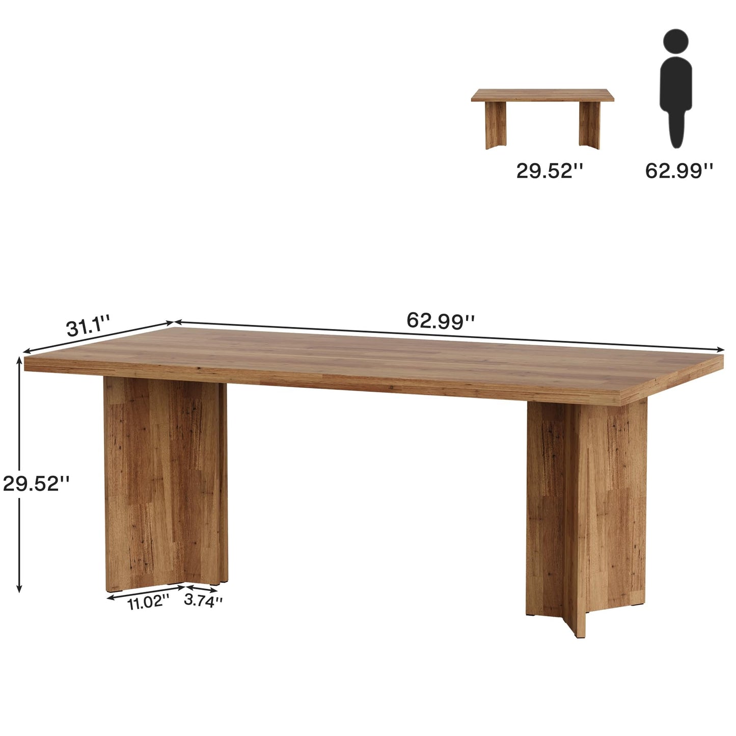 Tribesigns 10.5FT Conference Table, Large Rectangle Meeting Seminar Table for 10-12 Person, Long Wooden Business Tables (Set of 2, Walnut)